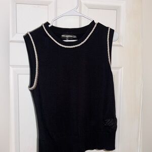 Karl Lagerfeld Black Sleeveless Top with White Trim